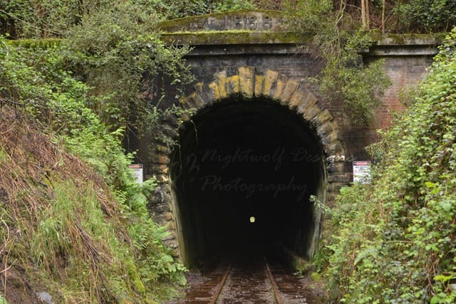 image of abandoned train tunnel. Location: Tunnel, Northern Tasmania